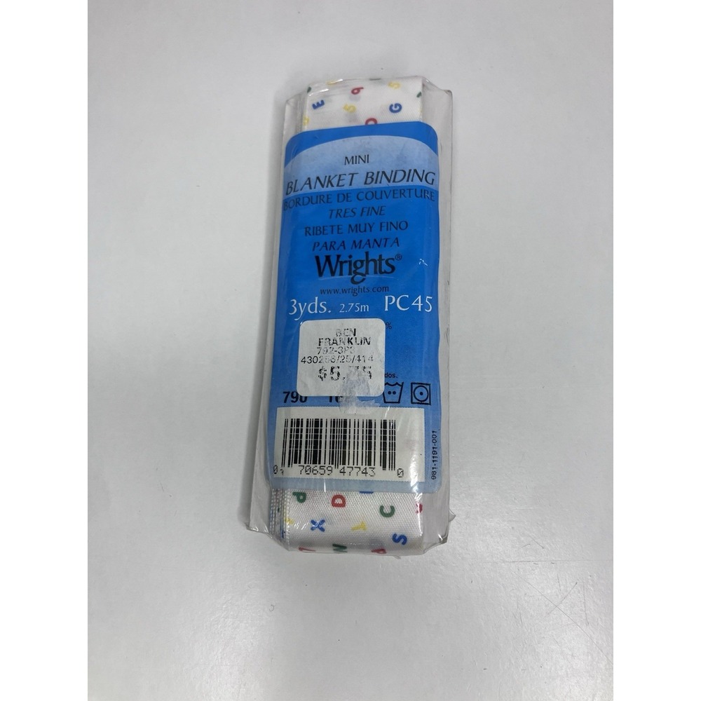 Wrights Satin Blanket Binding‎ ABC Primary Colors  1 & 1/2 Inches x 3 Yards